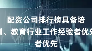 配资公司排行榜具备培训、教育行业工作经验者优先